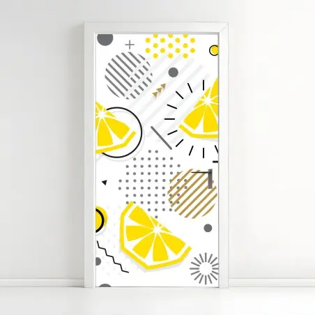 Door sticker bright citrus geometric pattern • Wallissimo®