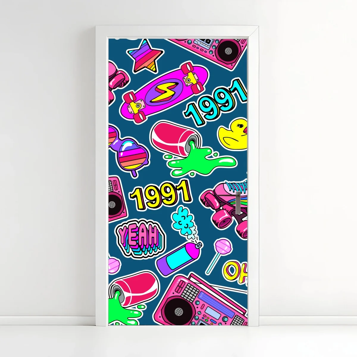 Door sticker vibrant 90s sticker collage ⁕ Wallissimo® Door sticker vibrant 90s sticker collage ⁕ Wallissimo®