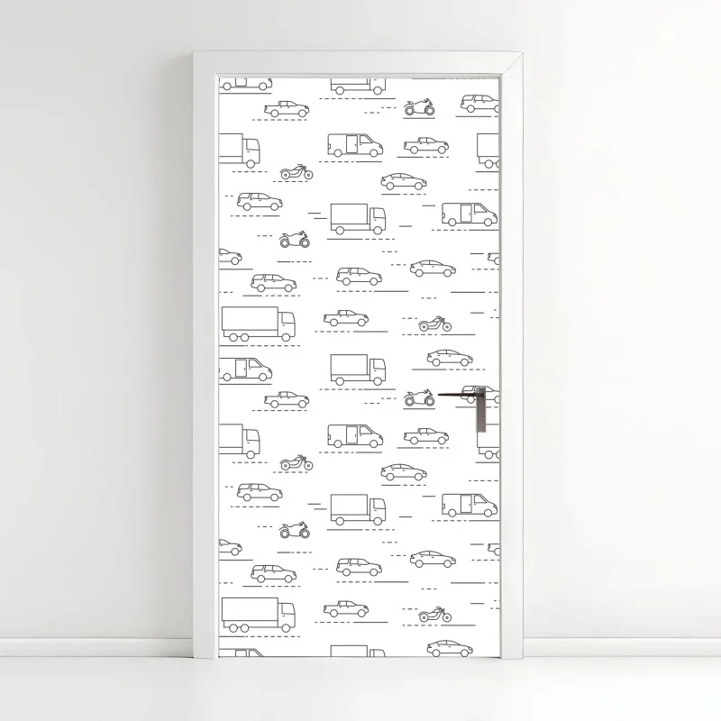 Door sticker monochrome vehicle pattern
