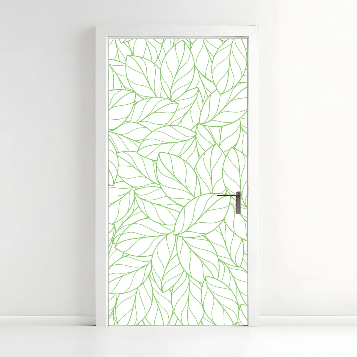 Door sticker green leaf line pattern • Wallissimo® Door sticker green leaf line pattern • Wallissimo®
