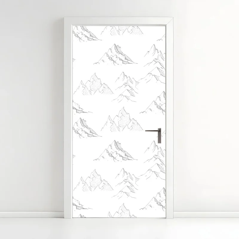 Door sticker hand-drawn mountain pattern