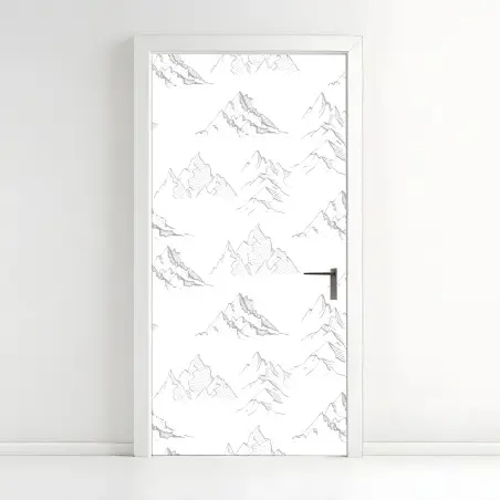 Door sticker hand-drawn mountain pattern • Wallissimo®