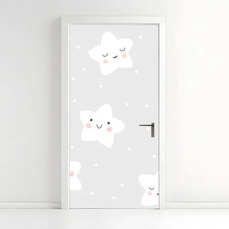Door sticker cute smiling stars nursery pattern • Wallissimo®