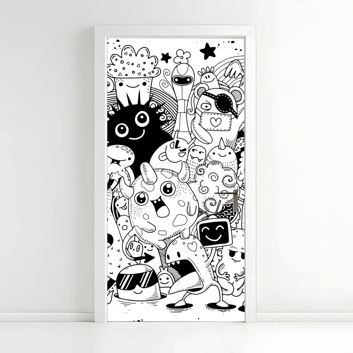 Door sticker playful monster doodle • Wallissimo® Door sticker playful monster doodle • Wallissimo®
