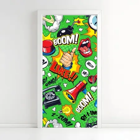 Door sticker comic pop art explosion pattern • Wallissimo®