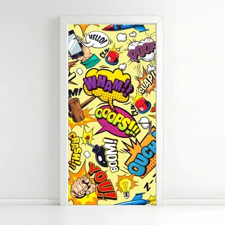 Door sticker retro pop-art comic collage • Wallissimo®