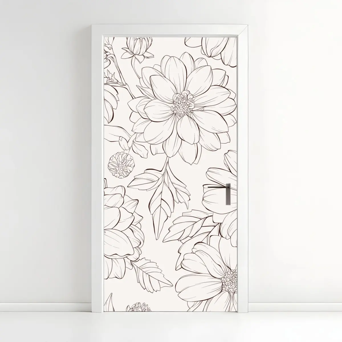 Door sticker delicate botanical line florals • Wallissimo® Door sticker delicate botanical line florals • Wallissimo®