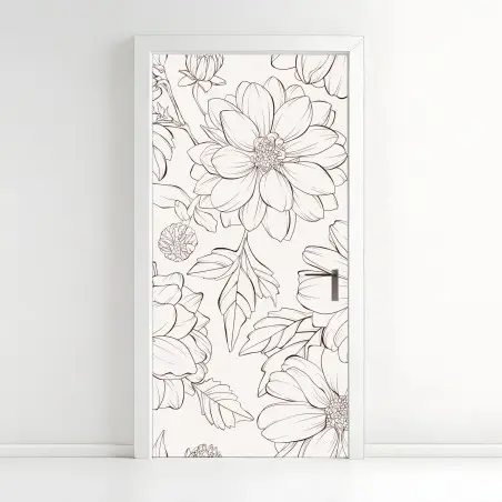 Door sticker delicate botanical line florals • Wallissimo®