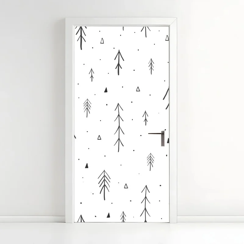 Door sticker minimalist hand-drawn tree pattern