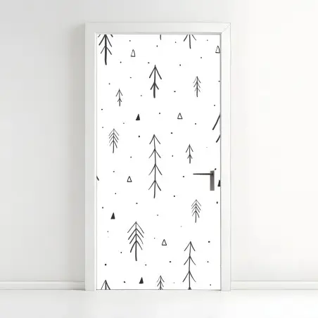 Door sticker minimalist hand-drawn tree pattern • Wallissimo®