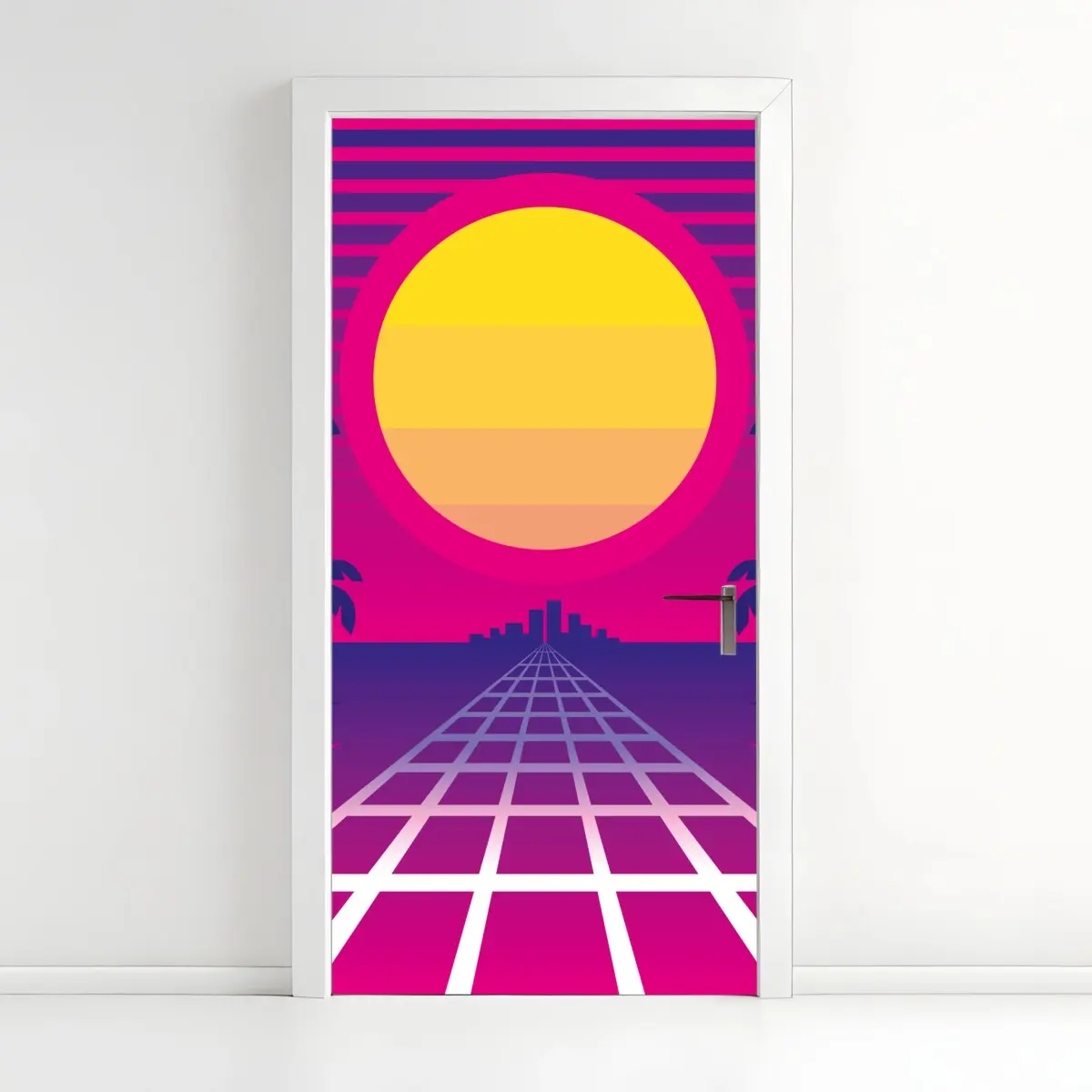 Door sticker neon sunset boulevard • Wallissimo® Door sticker neon sunset boulevard • Wallissimo®