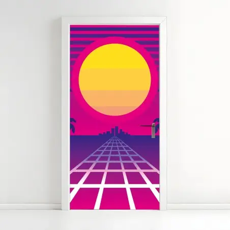 Door sticker neon sunset boulevard • Wallissimo®