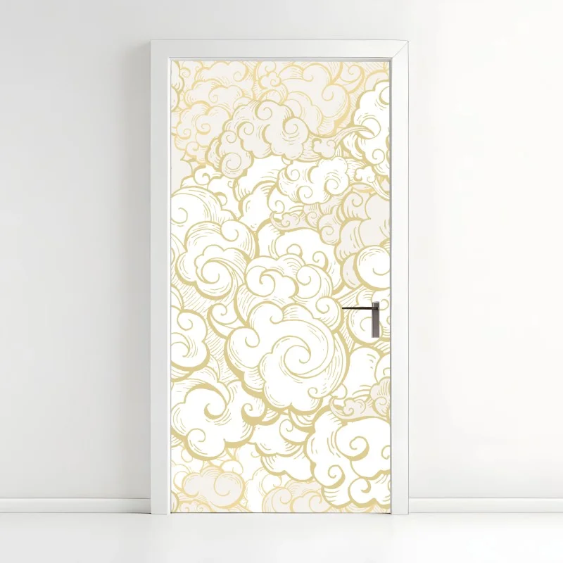 Door sticker ornamental golden cloud pattern
