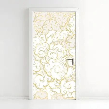 Door sticker ornamental golden cloud pattern • Wallissimo®