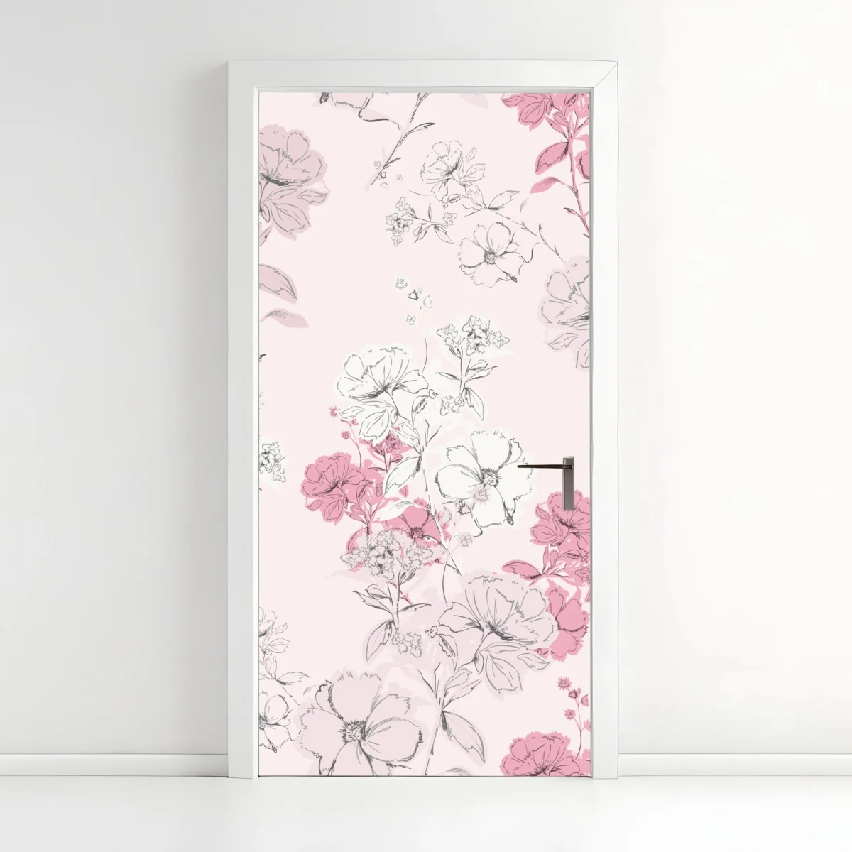 Door sticker soft pink floral pattern ⁕ Wallissimo® Door sticker soft pink floral pattern ⁕ Wallissimo®