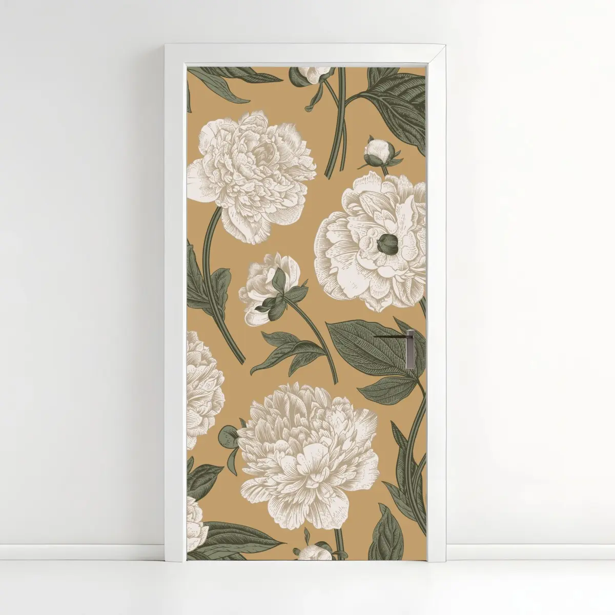 Door sticker vintage peony botanical pattern • Wallissimo® Door sticker vintage peony botanical pattern • Wallissimo®