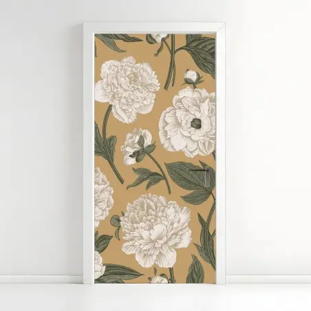 Door sticker vintage peony botanical pattern • Wallissimo®
