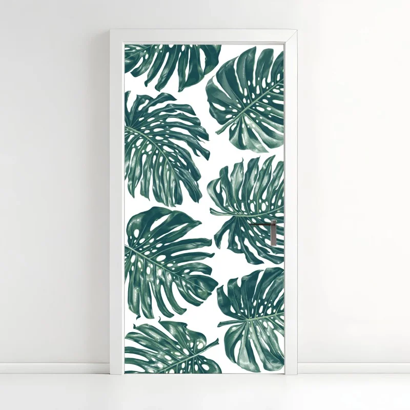 Door sticker monstera leaf botanical pattern