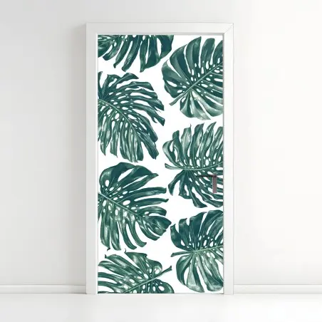 Door sticker monstera leaf botanical pattern • Wallissimo®