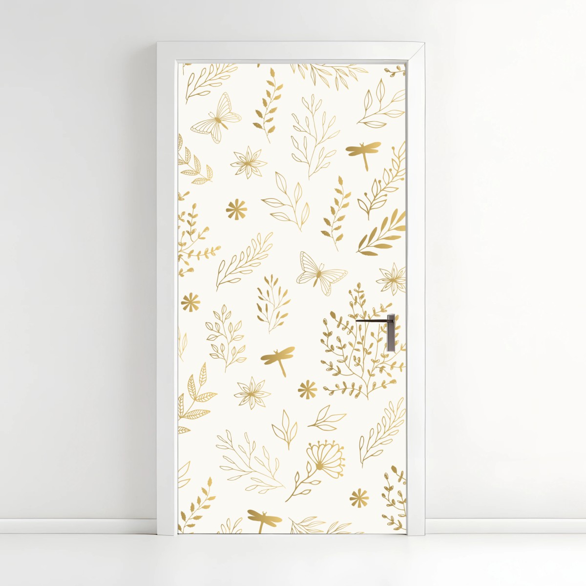 Door sticker golden botanical seamless pattern • Wallissimo® Door sticker golden botanical seamless pattern • Wallissimo®