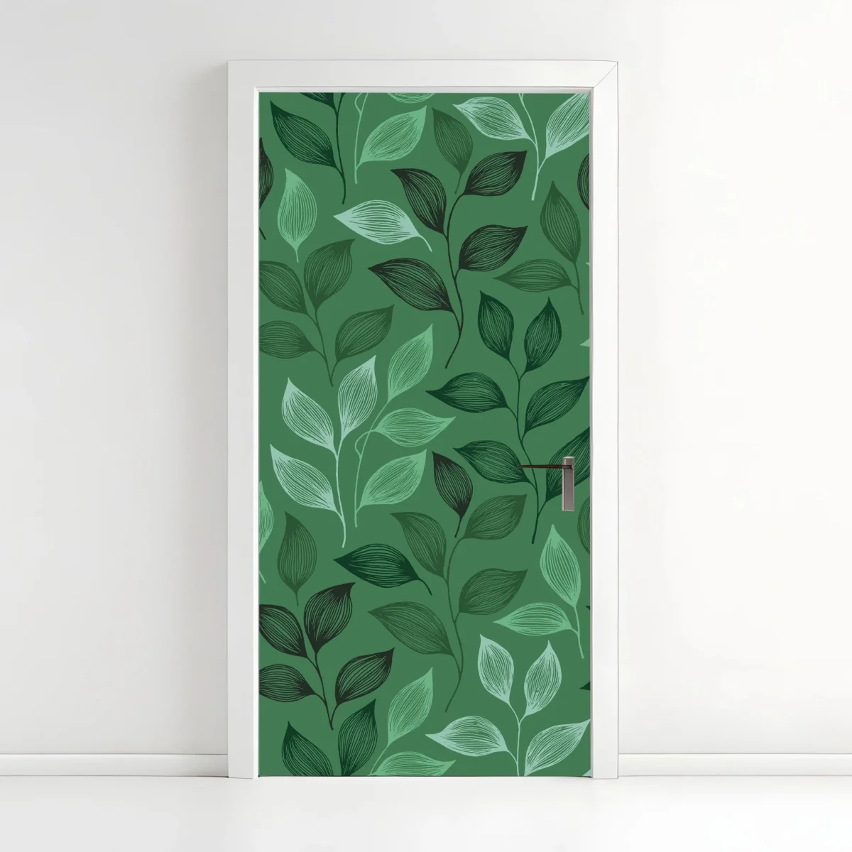 Door sticker green botanical leaf pattern • Wallissimo® Door sticker green botanical leaf pattern • Wallissimo®