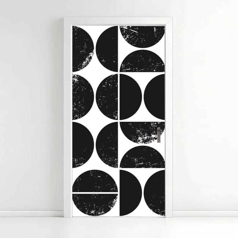 Door sticker black geometric circle pattern