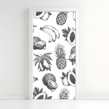 Door sticker hand drawn tropical fruit pattern • Wallissimo®