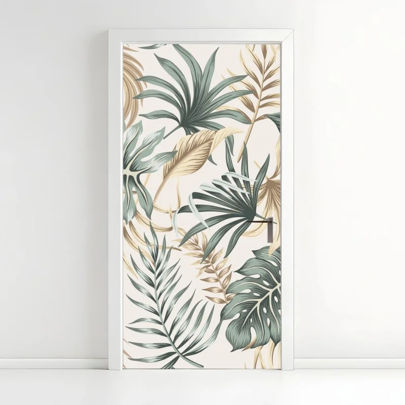 Door sticker tropical botanical foliage pattern