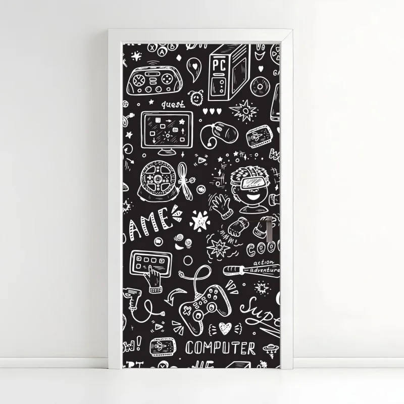 Door sticker hand-drawn gaming pattern