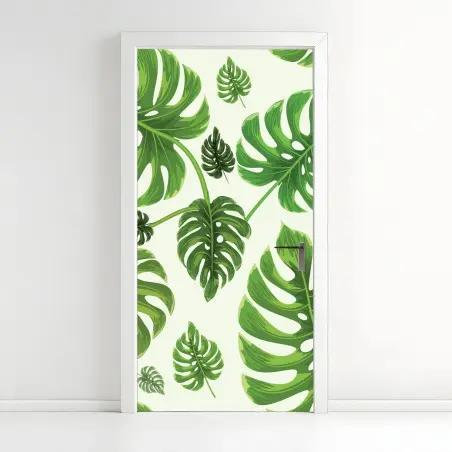 Door sticker tropical monstera leaf pattern • Wallissimo®