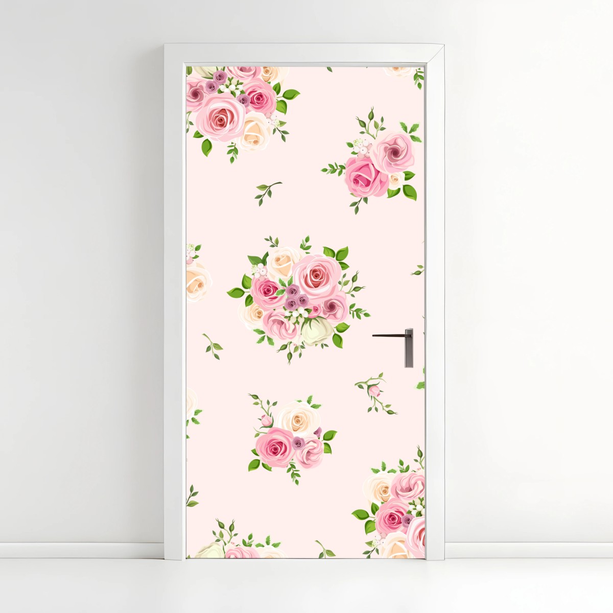 Door sticker delicate pink rose bouquet pattern • Wallissimo®
