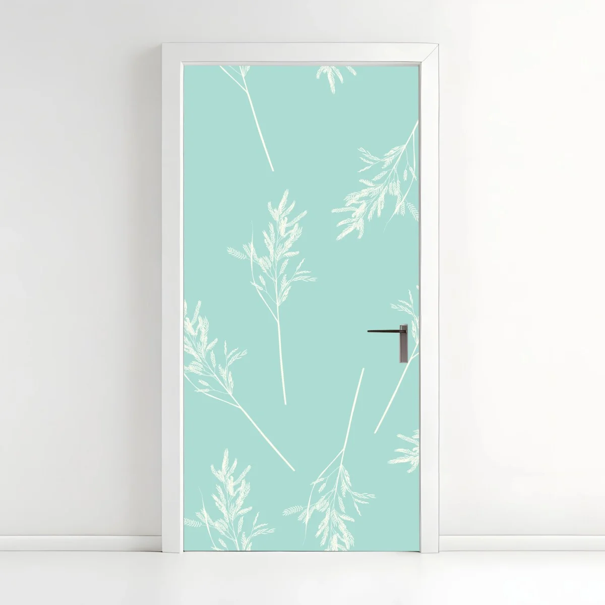 Door sticker delicate turquoise botanical pattern ⁕ Wallissimo® Door sticker delicate turquoise botanical pattern ⁕ Wallissimo®