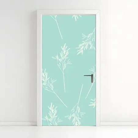 Door sticker delicate turquoise botanical pattern • Wallissimo®