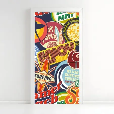 Door sticker retro surf sticker collage • Wallissimo®