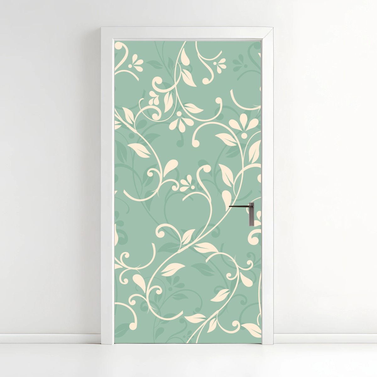 Door sticker mint floral vintage pattern • Wallissimo® Door sticker mint floral vintage pattern • Wallissimo®