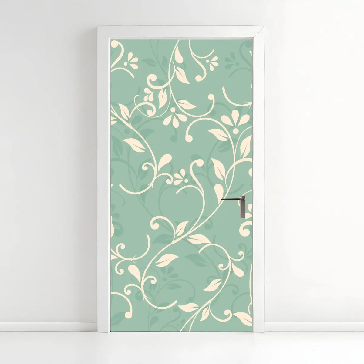Door sticker mint floral vintage pattern • Wallissimo® Door sticker mint floral vintage pattern • Wallissimo®