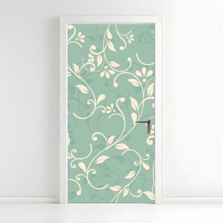 Door sticker mint floral vintage pattern • Wallissimo®