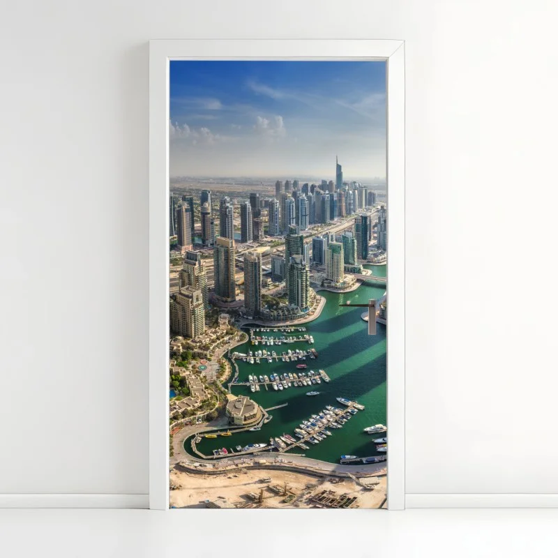 Door sticker Dubai Marina skyline panorama