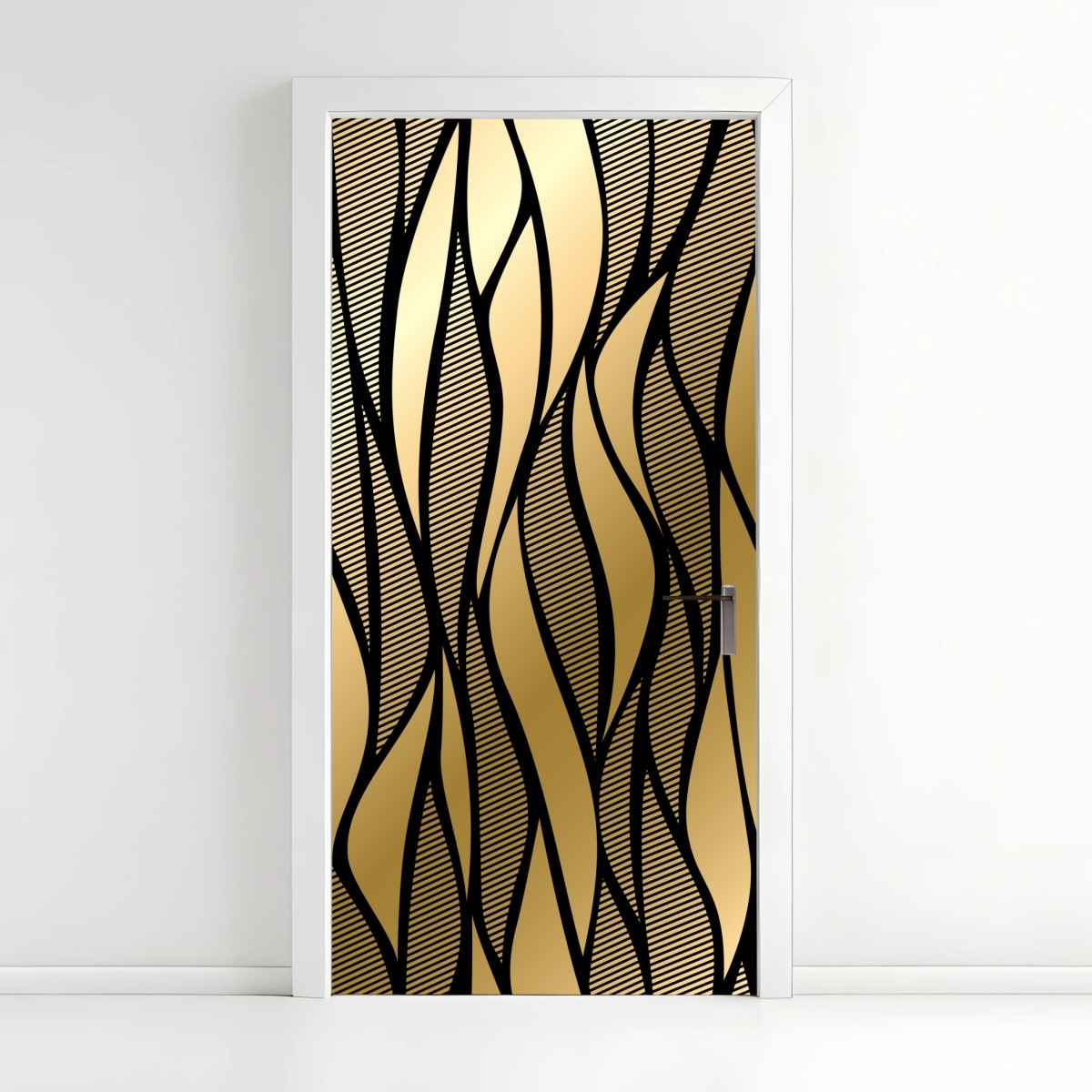 Door sticker luxury gold abstract wave pattern • Wallissimo® Door sticker luxury gold abstract wave pattern • Wallissimo®