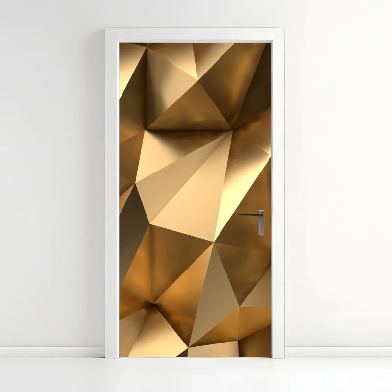 Door sticker gold geometric facets