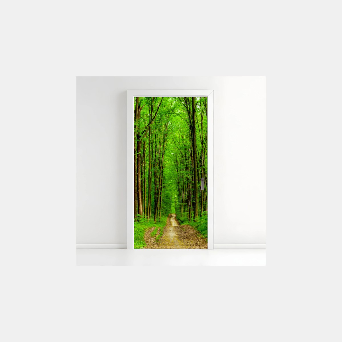 Door sticker green forest pathway in spring • Wallissimo® Door sticker green forest pathway in spring • Wallissimo®