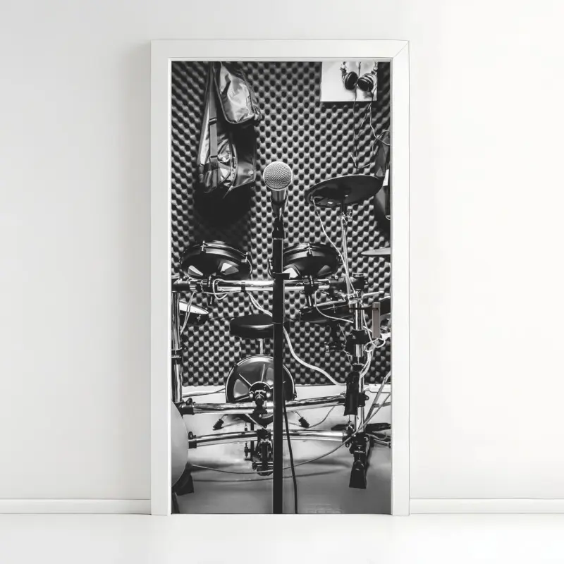 Door sticker monochrome music studio corner