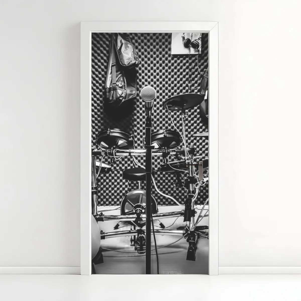 Door sticker monochrome music studio corner • Wallissimo® Door sticker monochrome music studio corner • Wallissimo®
