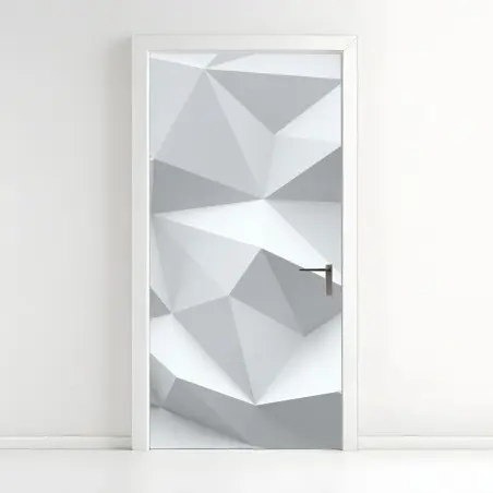 Door sticker white three-dimensional low-poly geometric pattern • Wallissimo®
