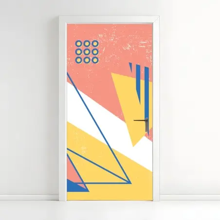 Door sticker pastel geometric shapes composition • Wallissimo®