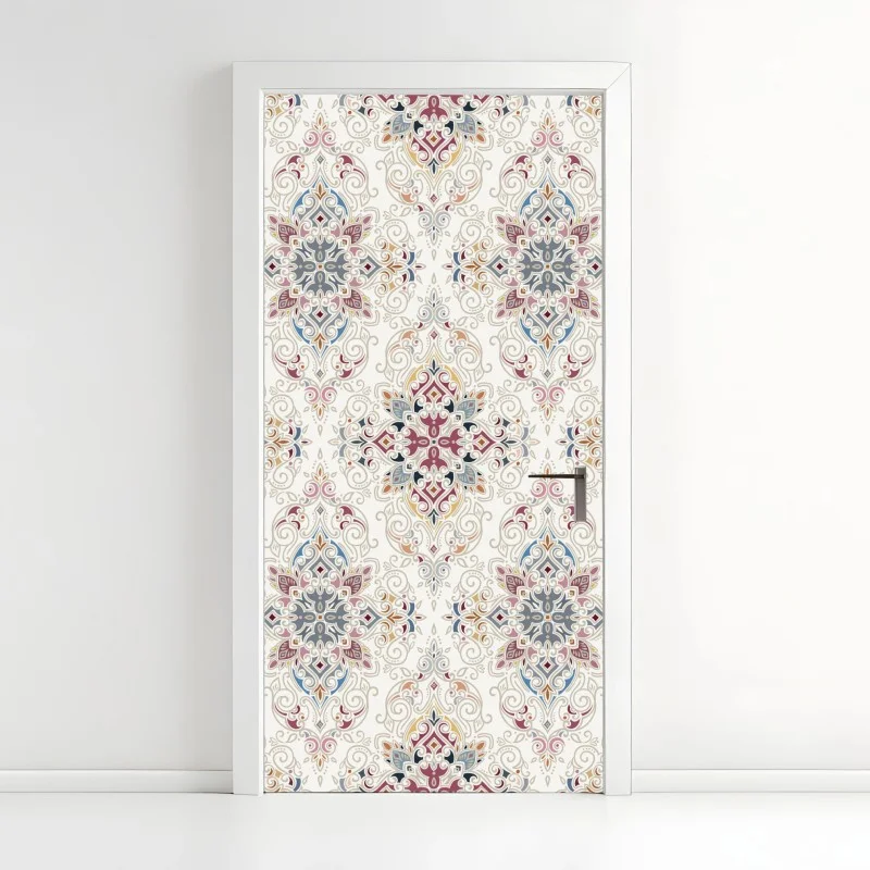 Door sticker ornate vintage damask pattern
