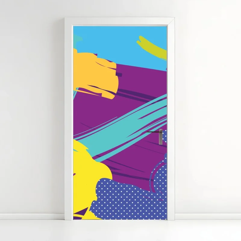 Door sticker vibrant abstract pop-art composition