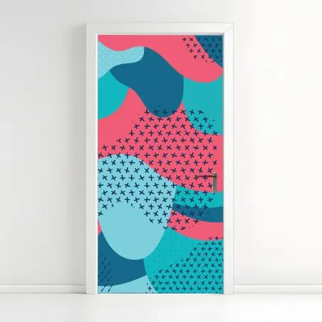 Door sticker playful turquoise abstract pattern • Wallissimo®