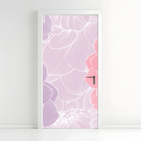 Door sticker soft pastel floral bloom pattern • Wallissimo®