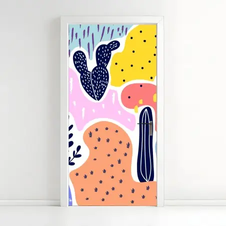 Door sticker playful abstract botanical pattern • Wallissimo®